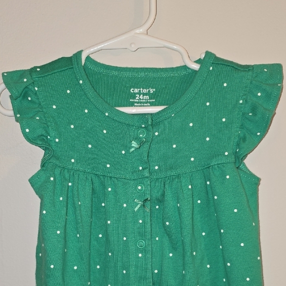 Carter's Green Romper with White Accents - Picture 5 of 6